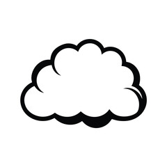 Vector art of black silhouette of a fluffy cloud with a thick outline