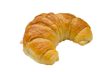 A fresh, golden, flaky croissant placed on a clean white background. Perfect for showcasing its...