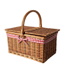  Wicker picnic basket with handle and lid

