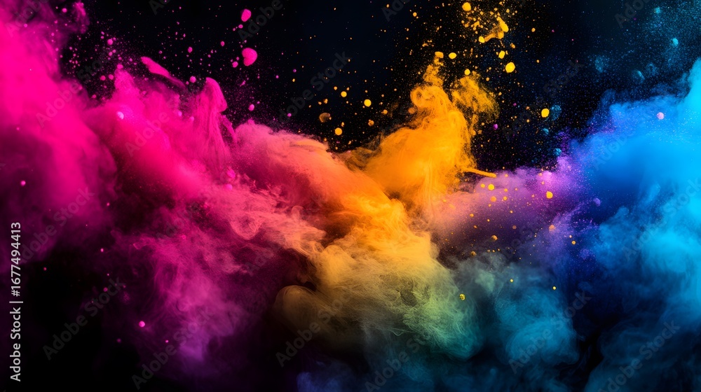 Poster vibrant swirling colors mix in a captivating display of abstract art.