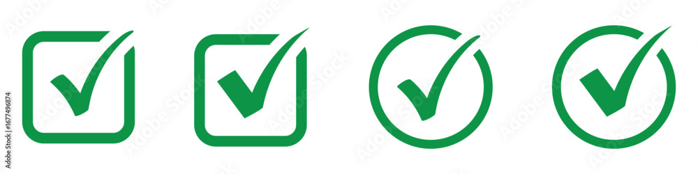 Poster green isometric check mark. vector check mark isolated on white background.
