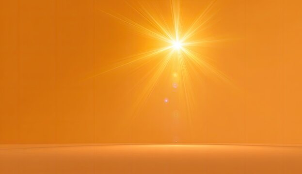 Bright sunburst on orange background