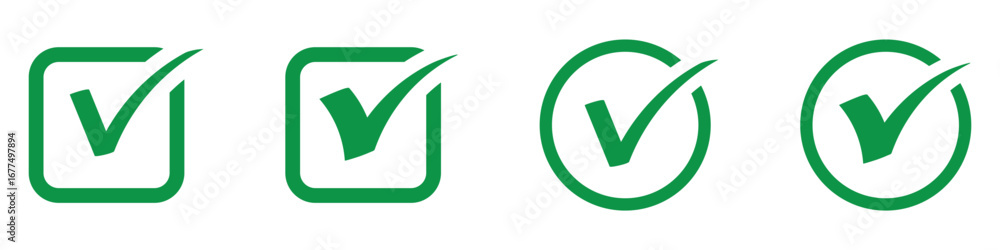 Aufkleber green checkmark icon set vector on white background. check mark vector icon. set of simple check mar