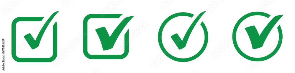 Aufkleber green checkmark icon set vector on white background. check mark vector icon. set of simple check mar