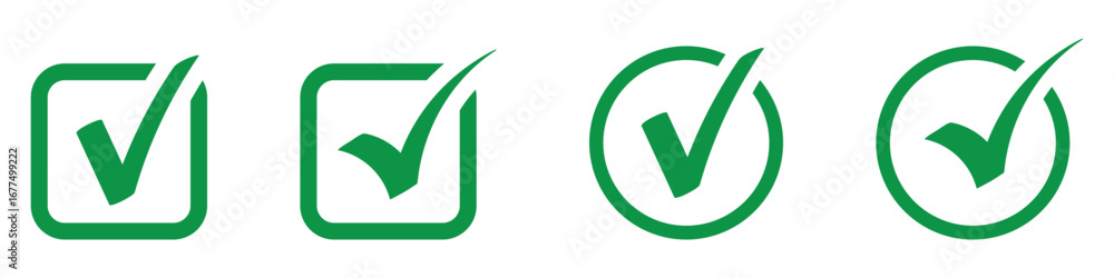 Aufkleber check box icon with correct, accept checkmark icons, green tick box, check list circle frame, checkb