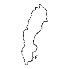 Sweden Black Outline Map Graphic Illustration