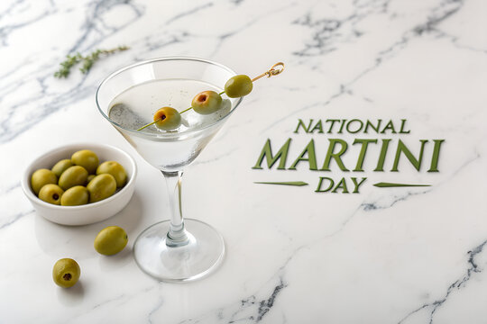 Celebrate National Martini Day with a classic gin or vodka martini, garnished with olives generative ai - Powered by Adobe