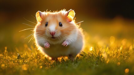 High-resolution image of a chubby hamster rushing through