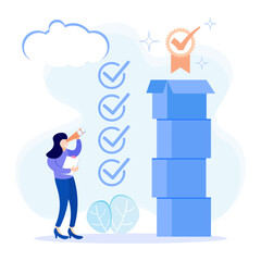Illustration vector graphic cartoon character of quality control