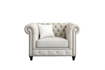 Elegant tufted armchair isolated on white background