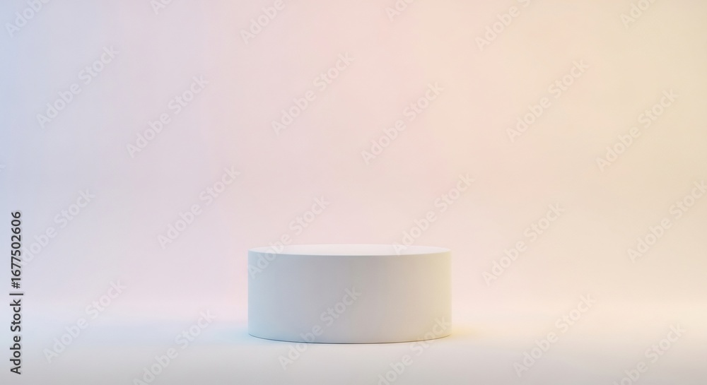 Poster minimalist white cylinder podium on soft gradient background for product display