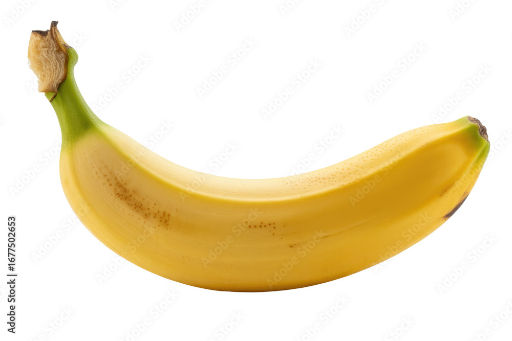 Poster a single ripe yellow banana isolated on a transparent background. background removed