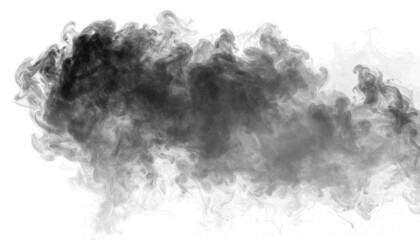 PNG black Halloween smoke shaping a soft fog patch across the middle with diffused edges, perfect for spooky designs, eerie atmospheres