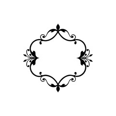 Ornate and Intricate Black Floral Frame Design with Vintage Elements Silhouette Vector