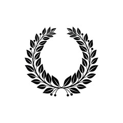 Elegant Black and White Laurel Wreath Design, a symbol of victory Silhouette Vector