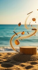 A pile of shells and sticks on the beach