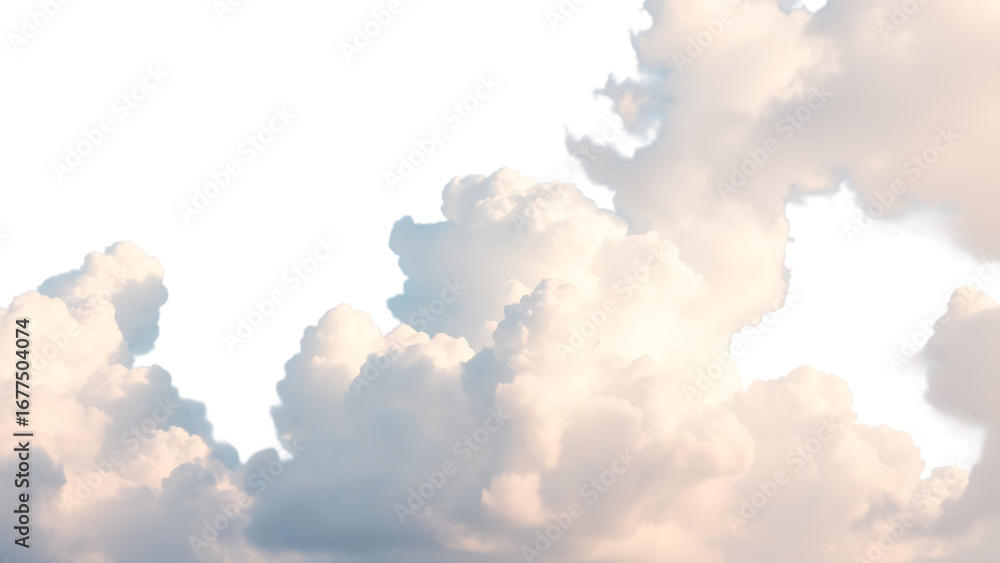 Poster realistic white cloud sky element isolated on transparent background fluffy clouds in cutout isolate