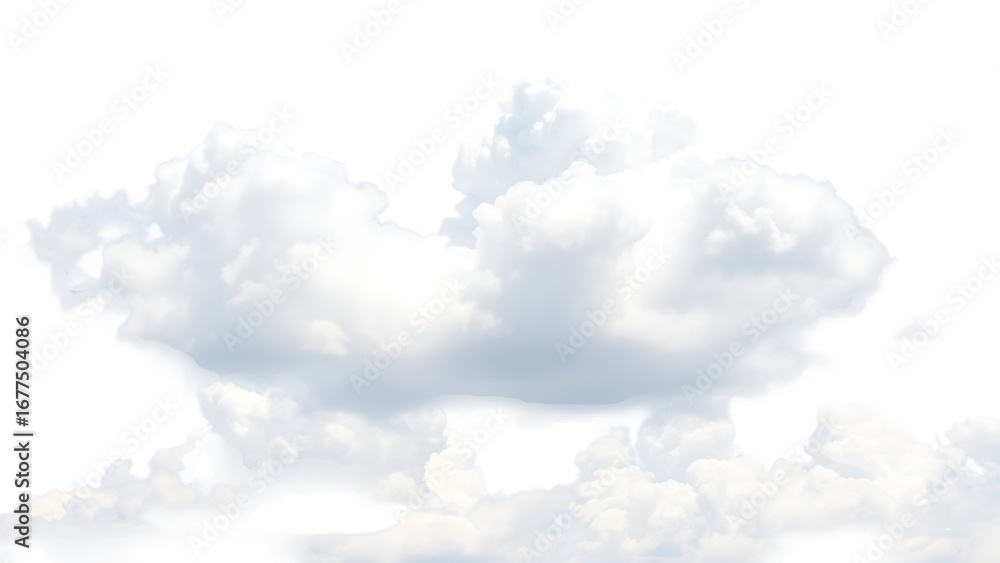 Poster Realistic white cloud sky element isolated on transparent background fluffy clouds in Cutout isolate