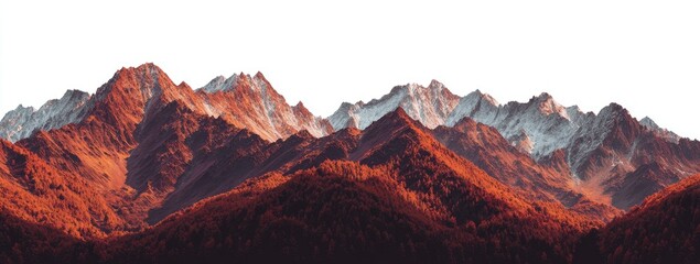 Mountain range panorama with autumnal colors and snow-capped peaks