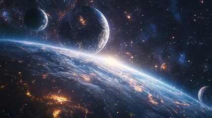 Obraz premium High-resolution close-up of Earth glowing with vivid