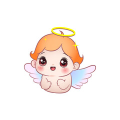 Cute vector illustration of an waiting angel baby