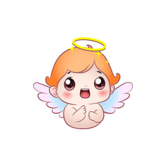 Cute vector illustration of an thoughtful angel baby