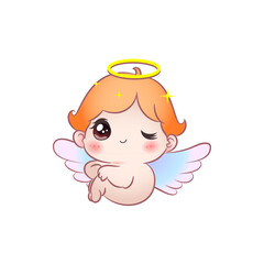 Cute vector illustration of an shy angel baby