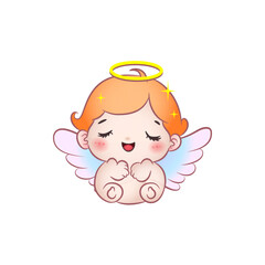 Cute vector illustration of an pleased angel baby