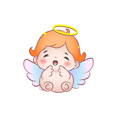 Cute vector illustration of an awning angel baby