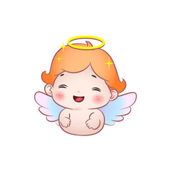 Cute vector illustration of an laughing angel baby