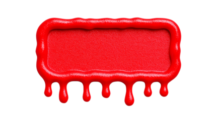 Vibrant Red Rectangular Shape With Dripping Liquid Effect Transparent Background