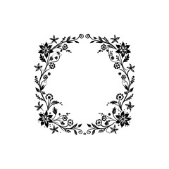 Elegant black and white floral frame design for invitations or greeting cards Silhouette Vector