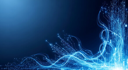 Abstract blue light wave background with futuristic technology concept