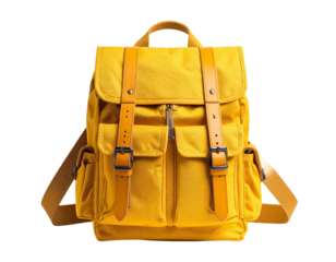 Classic White Badminton Shuttlecock Front View, Clean Centered Composition, isolated on transparent background - Classic School Backpack Front View, Clean Minimal Design, isolated on white background 