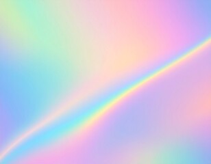 A soft, abstract holographic background featuring a diagonal rainbow gradient with pastel iridescent colors.