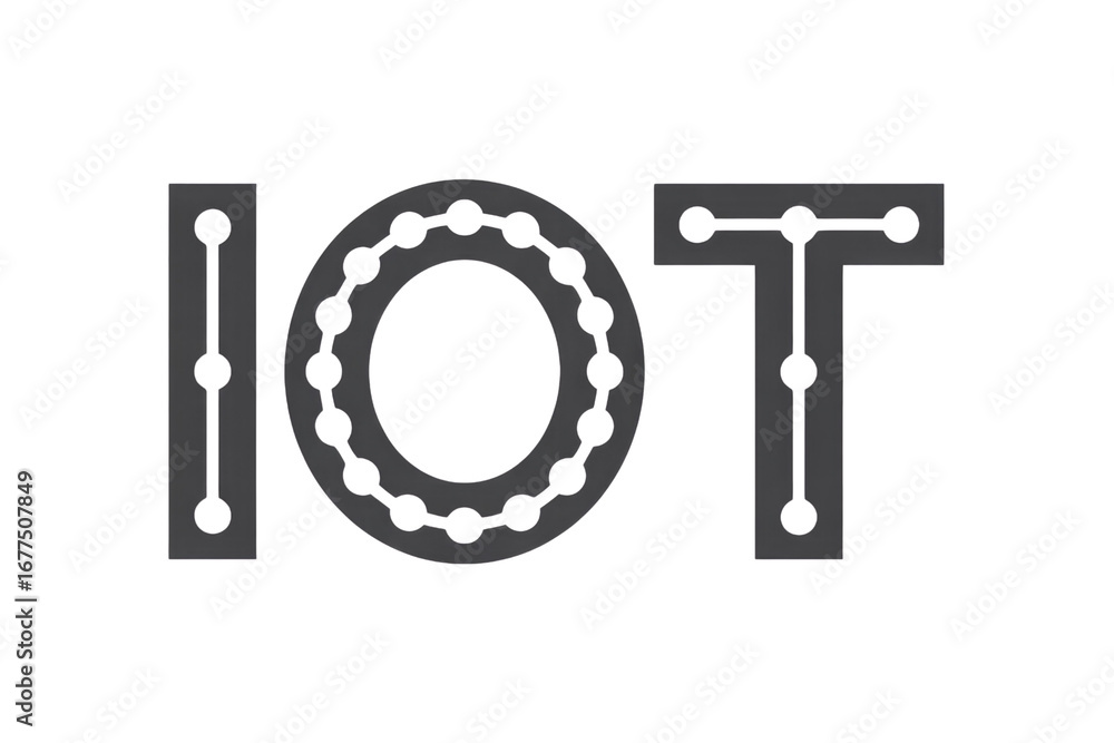 Poster stylized iot logo with interconnected nodes, representing the internet of things. background removed
