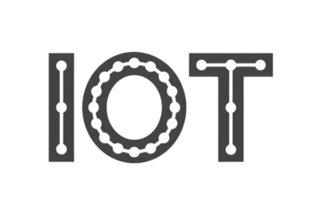 Stylized IoT logo with interconnected nodes, representing the Internet of Things. background removed