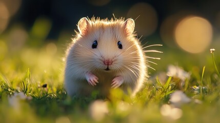 High-resolution image of a chubby hamster rushing through
