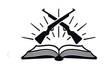 Open book and soldier's oath, symbol of knowledge and military pledge, education as a weapon of peace, negotiations and war prevention. Suitable for use in projects related to military themes, history