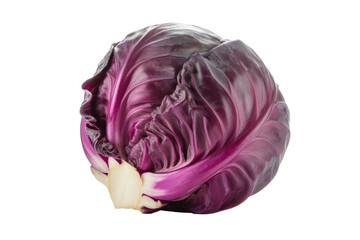 Obraz premium A vibrant red cabbage, isolated on transparent background, showcasing its rich color and texture. background removed