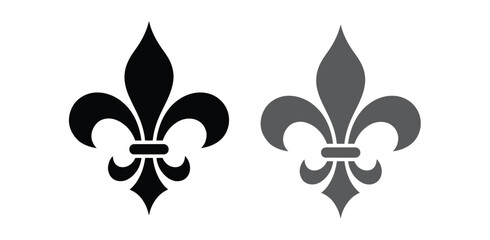 Fleur De Lis icon. Vector illustration. Fleur de lys vintage design element or icon in black suitable for heraldry and classic decoration design in various shapes © JannatGraphicDesign