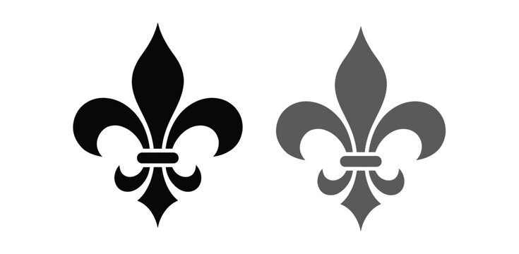 Fleur De Lis icon. Vector illustration. Fleur de lys vintage design element or icon in black suitable for heraldry and classic decoration design in various shapes