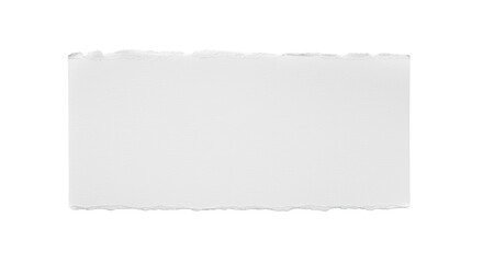 Fototapeta premium Rectangular piece of transparent paper, torn and frayed edges, fibrous texture, smooth surface, blank copy space, seamless bright white background, diffuse studio light, concept of new beginnings and