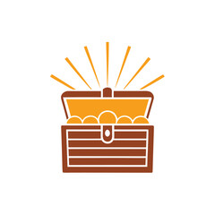 Open treasure chest filled with gold coins and radiating light vector 6