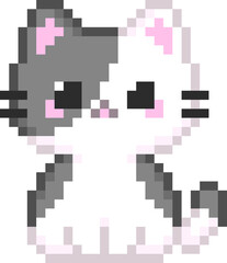 Black and White Cat Pixel Art