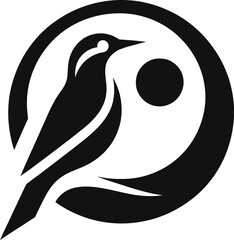 Minimalist Bird Logo Design in Black and White A Simple and Elegant Illustration for Branding and Symbolism Imagery