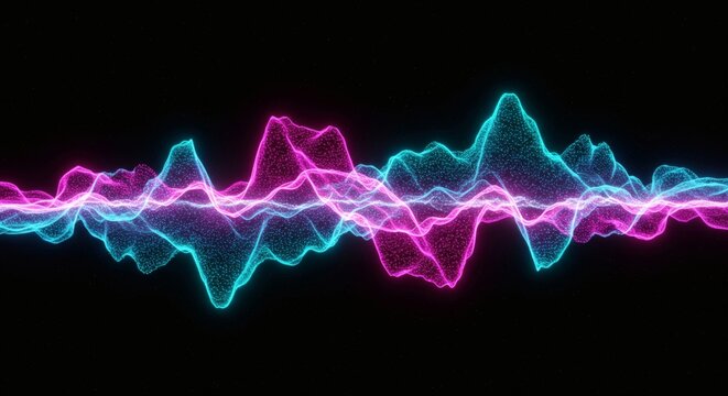 glowing waveform visualization of data stream for ai analysis digital background cybersecurity and future technology