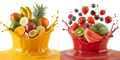 Vibrant Fruit Splash: A Symphony of Tropical and Berry Flavors