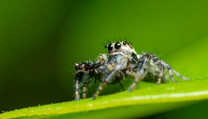 Close-up of a jumping spider on a leaf