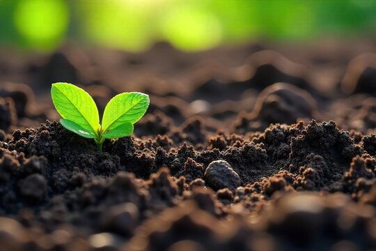 Fototapeta Close-up of rich, dark soil, textured with roots and pebbles, sunlight illuminating the surface Perfect for nature, gardening, and environmental themes , high-resolution, dirt, earthy